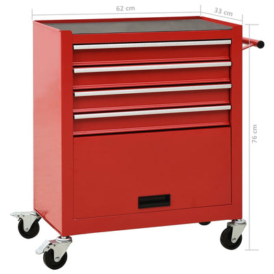 vidaXL Tool Trolley with 4 Drawers Steel Blue
