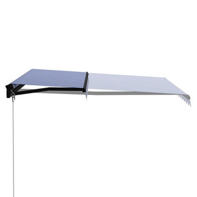 vidaXL Manual Retractable Awning with LED 300x250 cm Blue and White