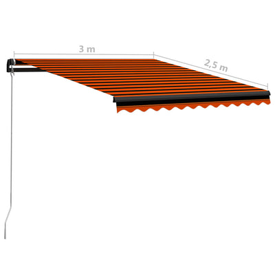 vidaXL Manual Retractable Awning with LED 300x250 cm Blue and White