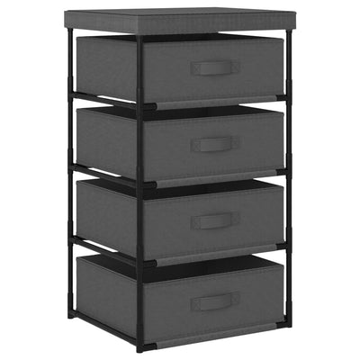 vidaXL Storage Rack with 4 Fabric Baskets Steel Black