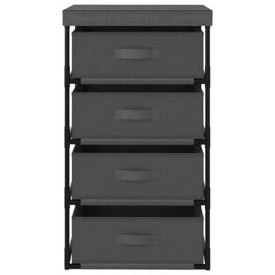 vidaXL Storage Rack with 4 Fabric Baskets Steel Black