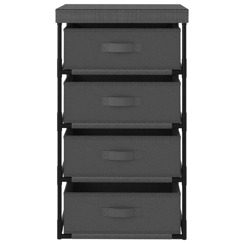 vidaXL Storage Rack with 4 Fabric Baskets Steel Black