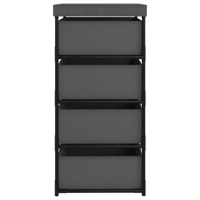 vidaXL Storage Rack with 4 Fabric Baskets Steel Black
