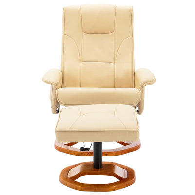 vidaXL Massage Chair with Footstool Cream Faux Leather