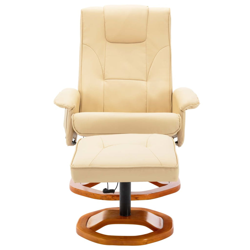 vidaXL Massage Chair with Footstool Cream Faux Leather