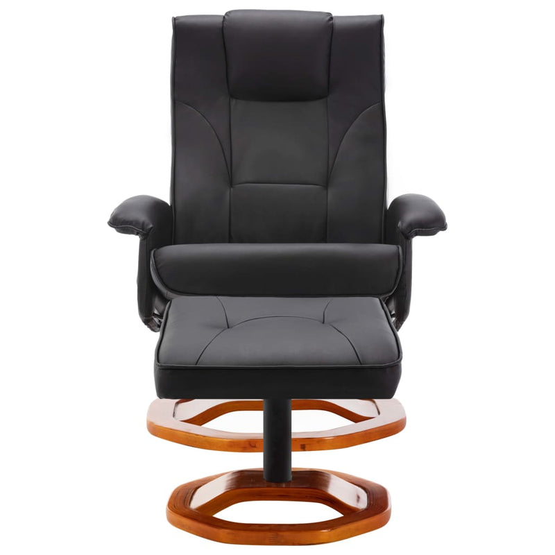 vidaXL Massage Chair with Footstool Black Faux Leather