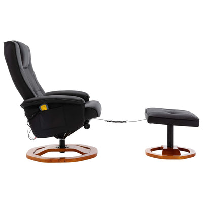 vidaXL Massage Chair with Footstool Black Faux Leather