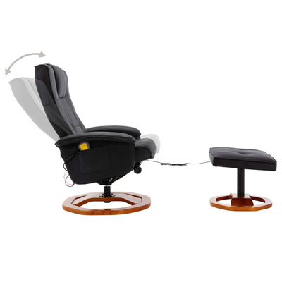 vidaXL Massage Chair with Footstool Black Faux Leather