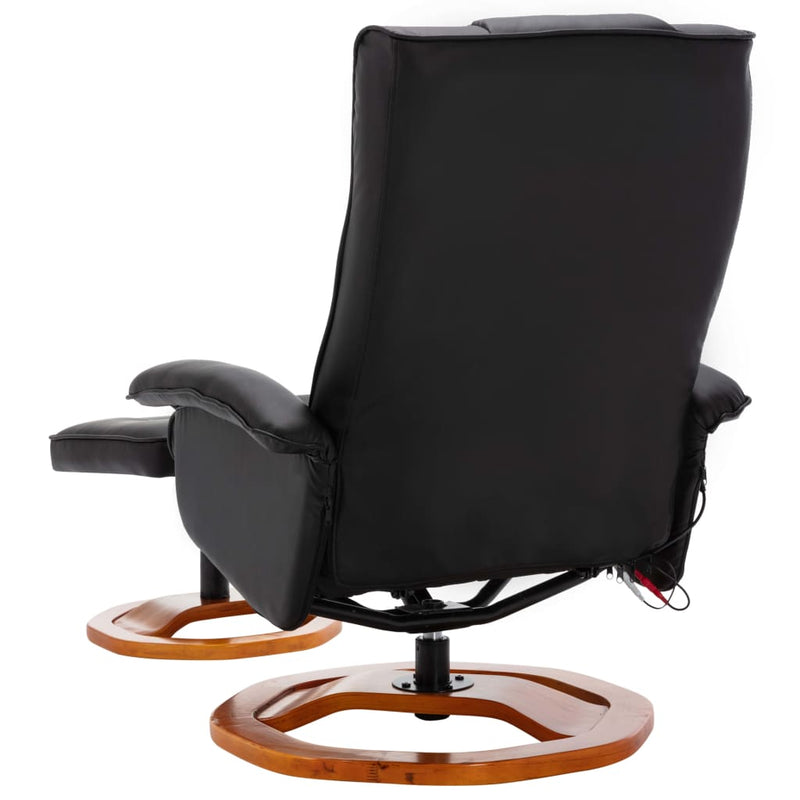 vidaXL Massage Chair with Footstool Black Faux Leather