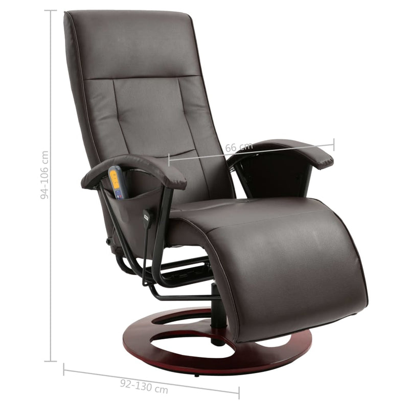 vidaXL Massage Chair Brown Faux Leather