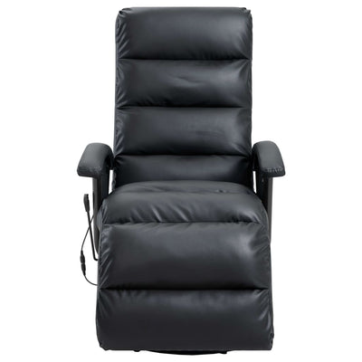 vidaXL TV Massage Recliner Black Faux Leather