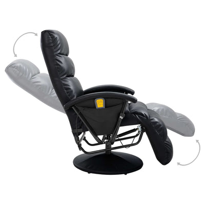 vidaXL TV Massage Recliner Black Faux Leather