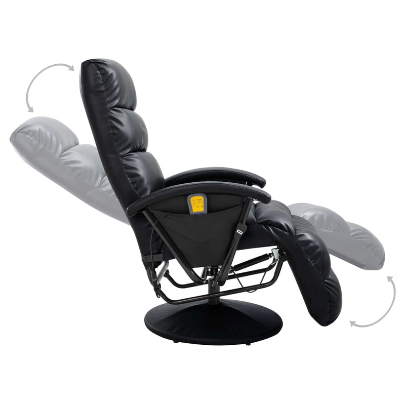 vidaXL TV Massage Recliner Black Faux Leather
