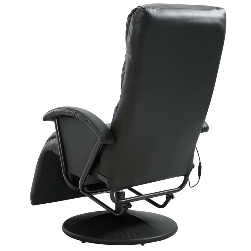 vidaXL TV Massage Recliner Black Faux Leather