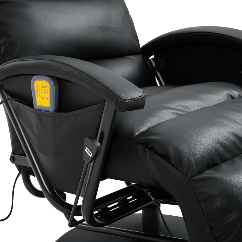 vidaXL TV Massage Recliner Black Faux Leather