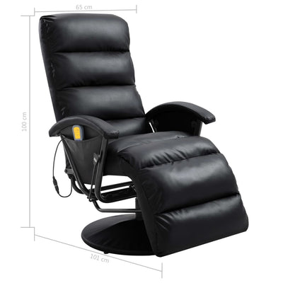 vidaXL TV Massage Recliner Black Faux Leather