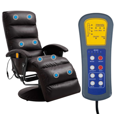 vidaXL TV Massage Recliner Black Faux Leather