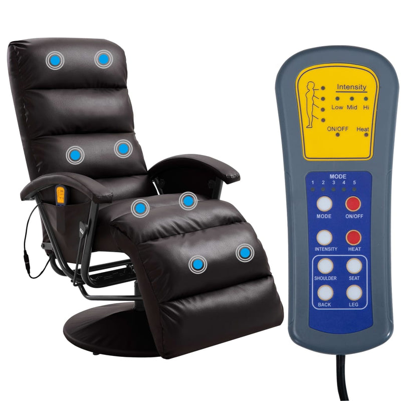 vidaXL TV Massage Recliner Black Faux Leather