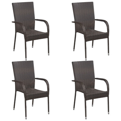 vidaXL Stackable Outdoor Chairs 6 pcs Poly Rattan Black