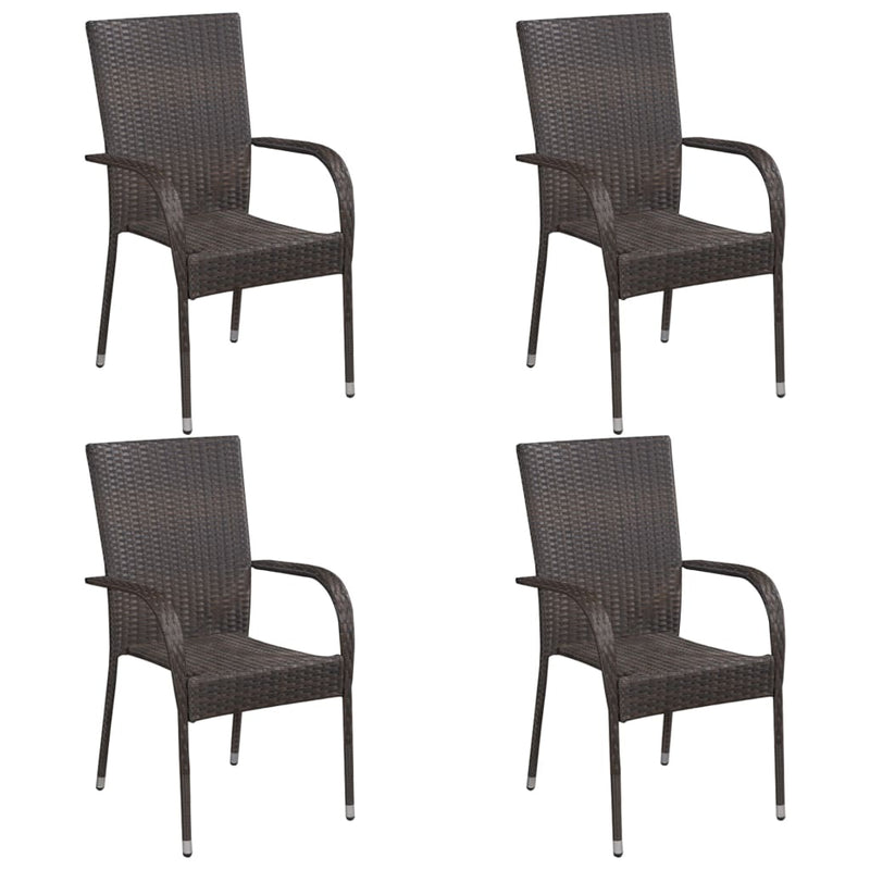 vidaXL Stackable Outdoor Chairs 6 pcs Poly Rattan Black