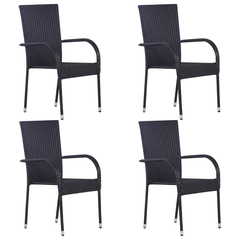 vidaXL Stackable Outdoor Chairs 6 pcs Poly Rattan Black