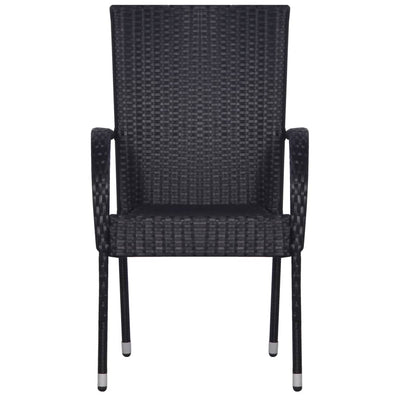 vidaXL Stackable Outdoor Chairs 6 pcs Poly Rattan Black