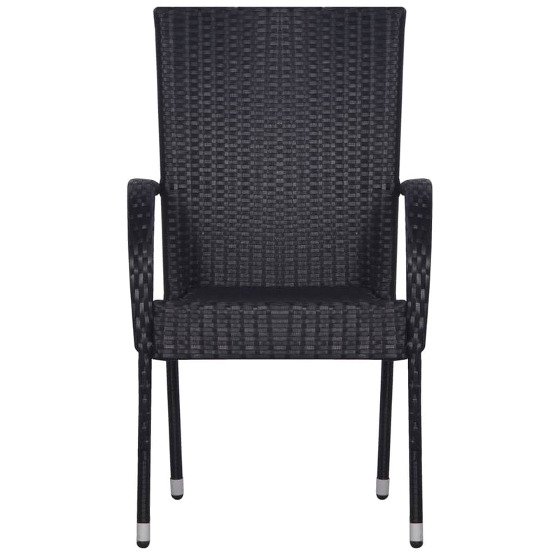 vidaXL Stackable Outdoor Chairs 6 pcs Poly Rattan Black