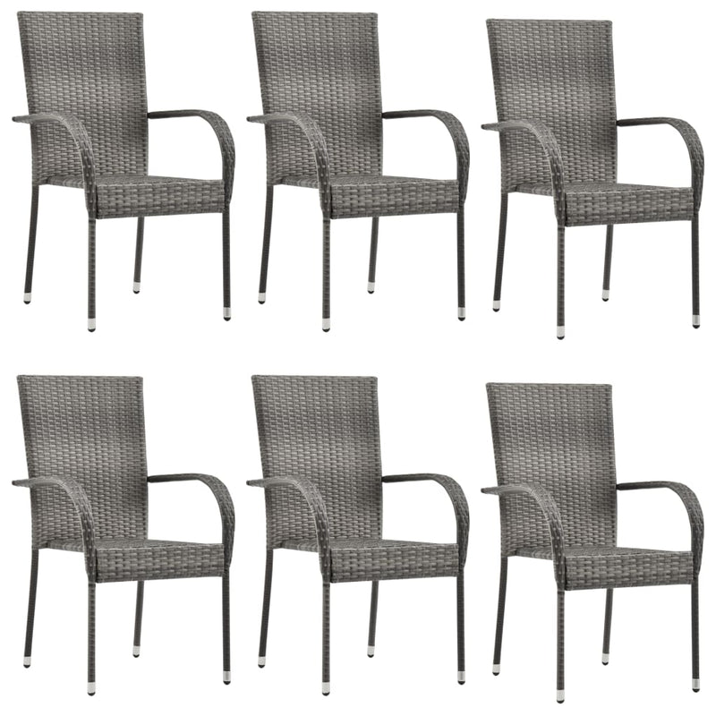 vidaXL Stackable Outdoor Chairs 4 pcs Grey Poly Rattan