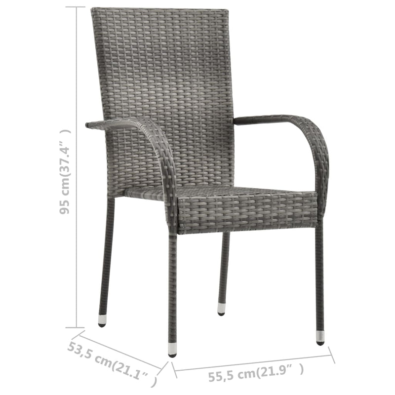 vidaXL Stackable Outdoor Chairs 4 pcs Grey Poly Rattan