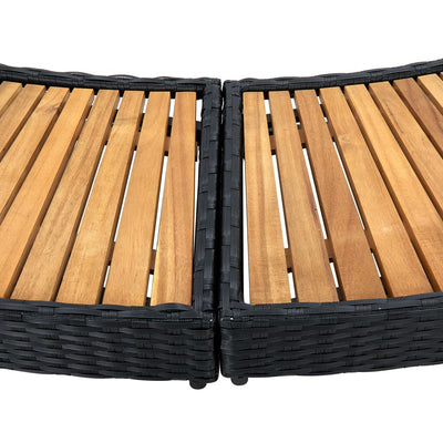 vidaXL Spa Surround Black Poly Rattan and Acacia Wood