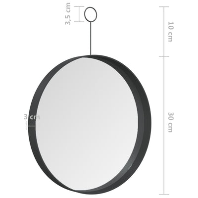 vidaXL Hanging Mirror with Hook Black 50 cm