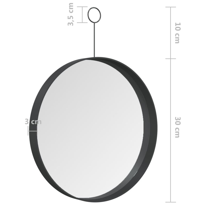 vidaXL Hanging Mirror with Hook Black 50 cm