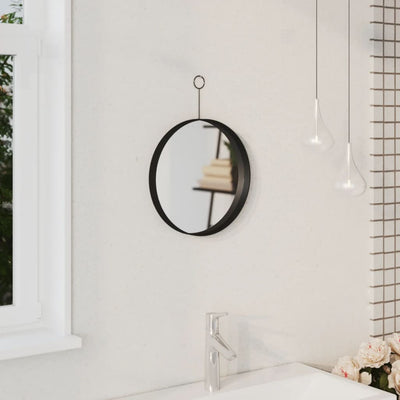 vidaXL Hanging Mirror with Hook Black 50 cm