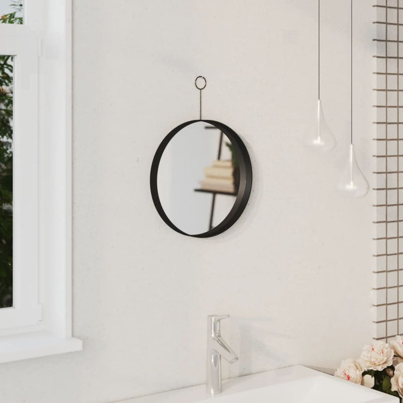 vidaXL Hanging Mirror with Hook Black 50 cm