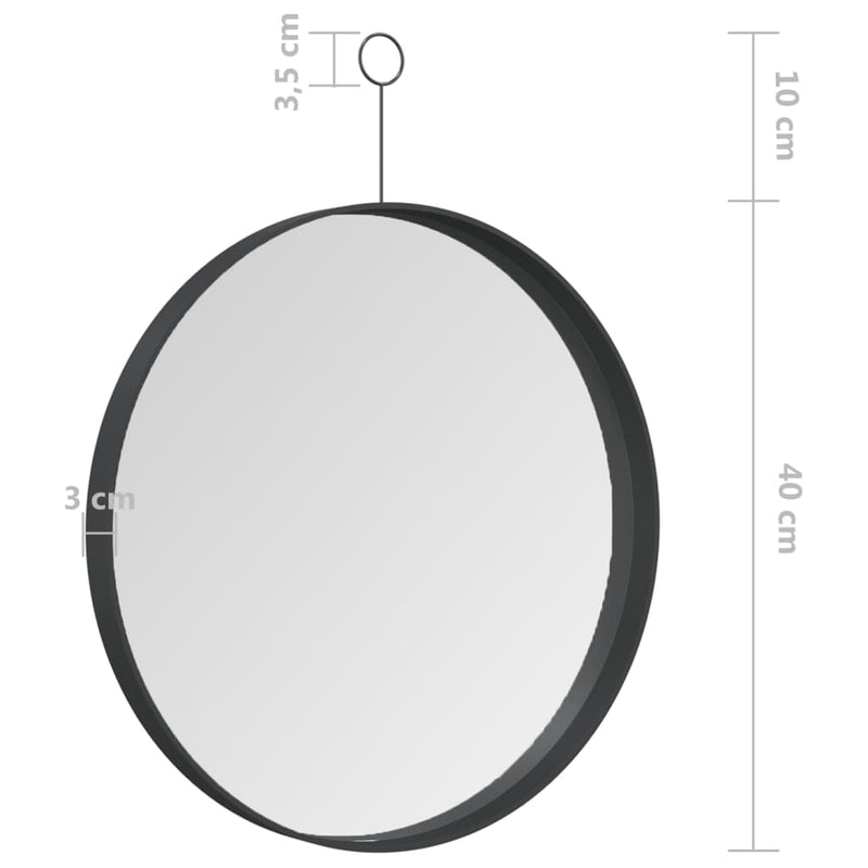 vidaXL Hanging Mirror with Hook Black 50 cm