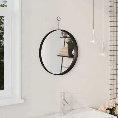 vidaXL Hanging Mirror with Hook Black 50 cm