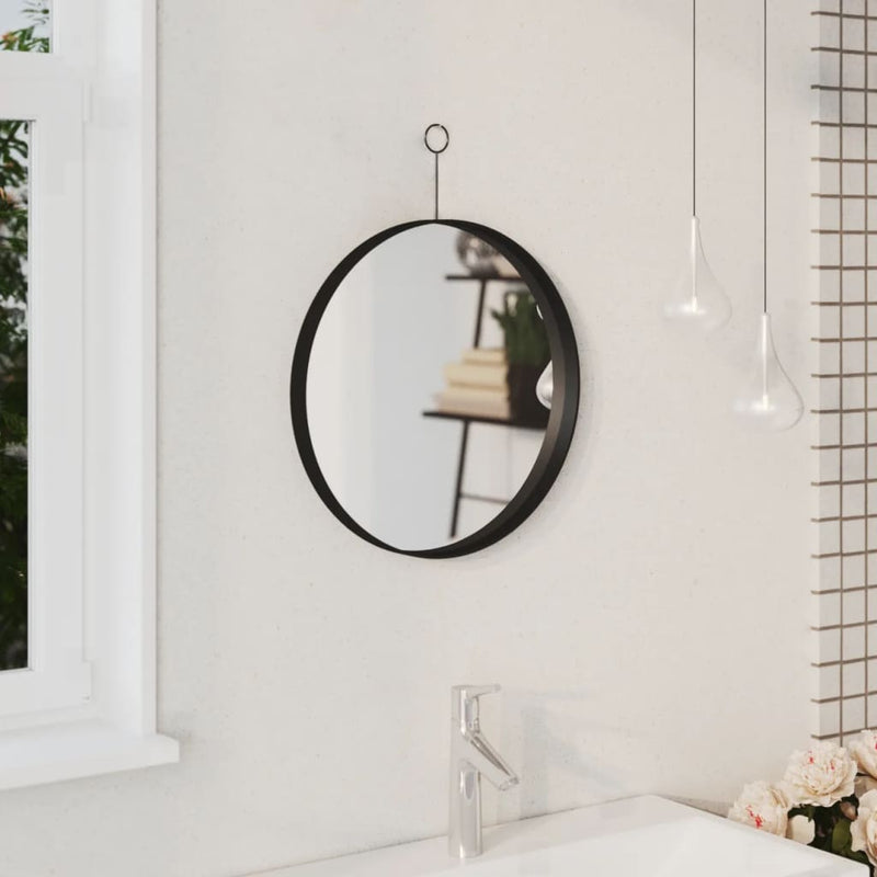 vidaXL Hanging Mirror with Hook Black 50 cm