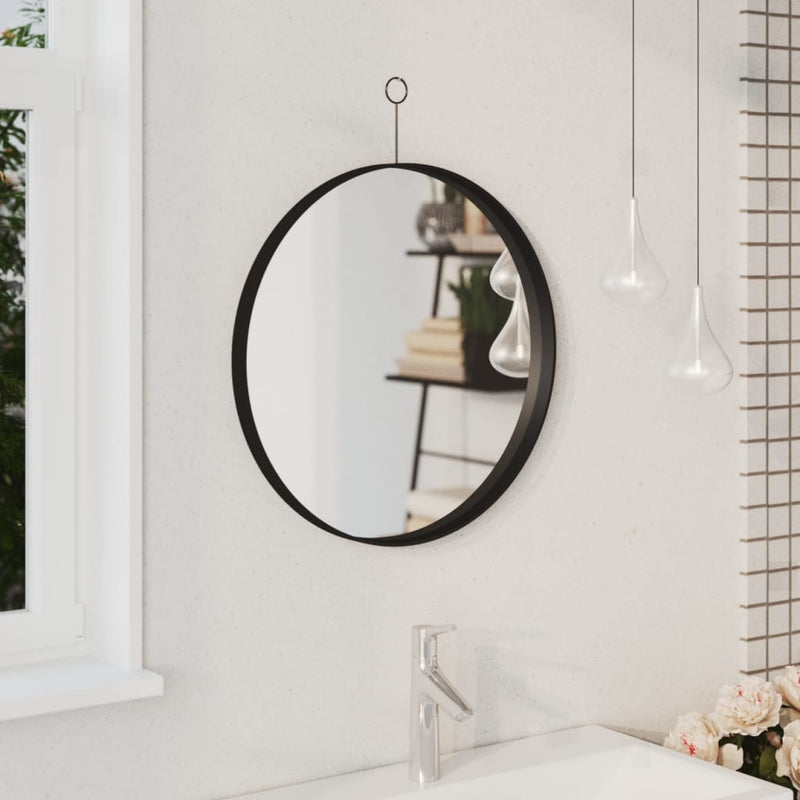 vidaXL Hanging Mirror with Hook Black 50 cm