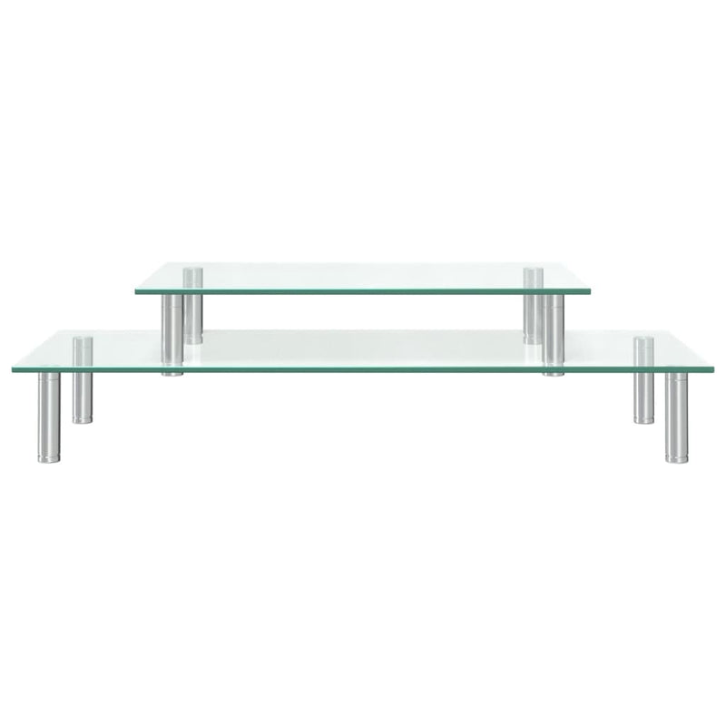 vidaxl 2-Tier Monitor Stand Transparent Glass