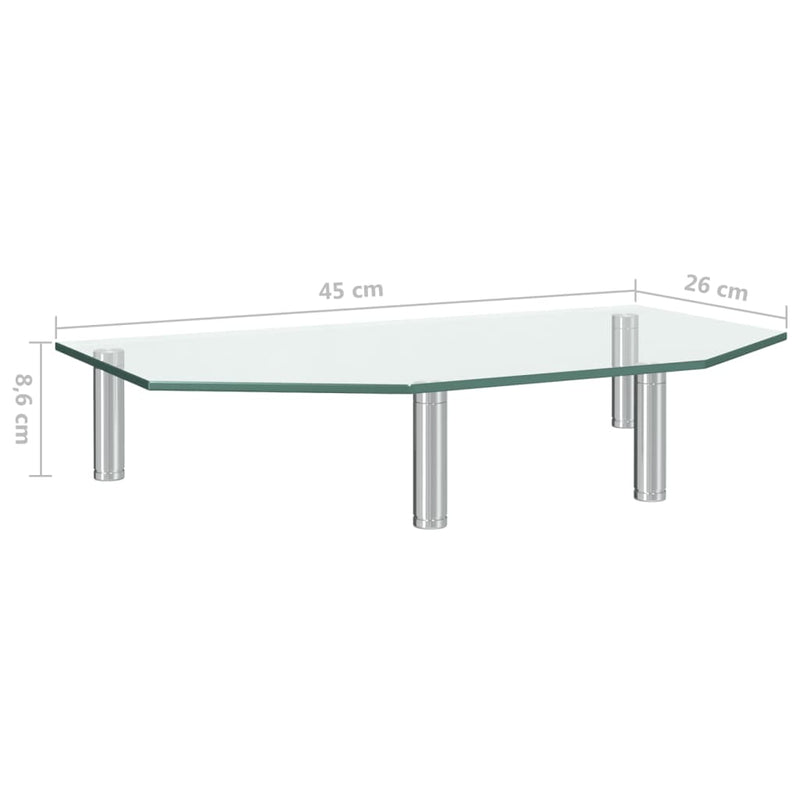 vidaXL Monitor Stand 60x26x8.6 cm Transparent Glass