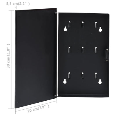vidaXL Key Box with Magnetic Board Black 30x20x4 cm