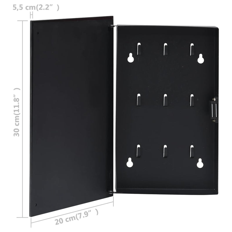 vidaXL Key Box with Magnetic Board Black 30x20x4 cm