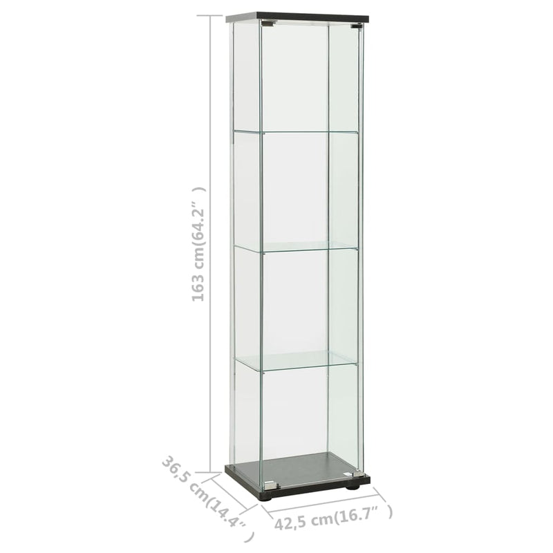 vidaXL Storage Cabinet Tempered Glass Black