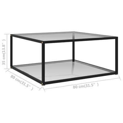 vidaXL Coffee Table Black 80x80x35 cm Tempered Glass