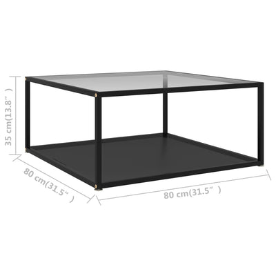 vidaXL Coffee Table Black 80x80x35 cm Tempered Glass