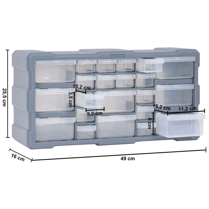 vidaXL Multi-drawer Organiser with 22 Drawers 49x16x25.5 cm