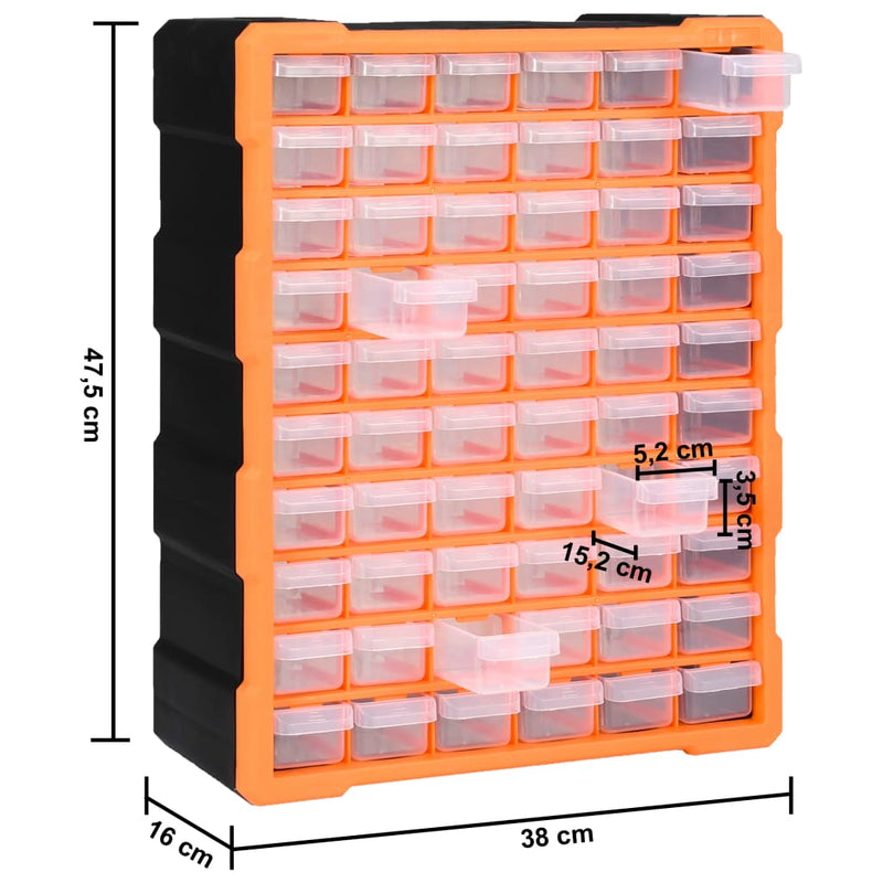 vidaXL Multi-drawer Organiser with 60 Drawers 38x16x47.5 cm
