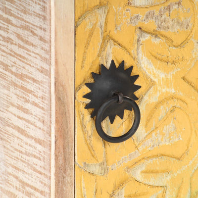 vidaXL Carved Bedside Cabinet 40x30x50 cm Solid Acacia Wood