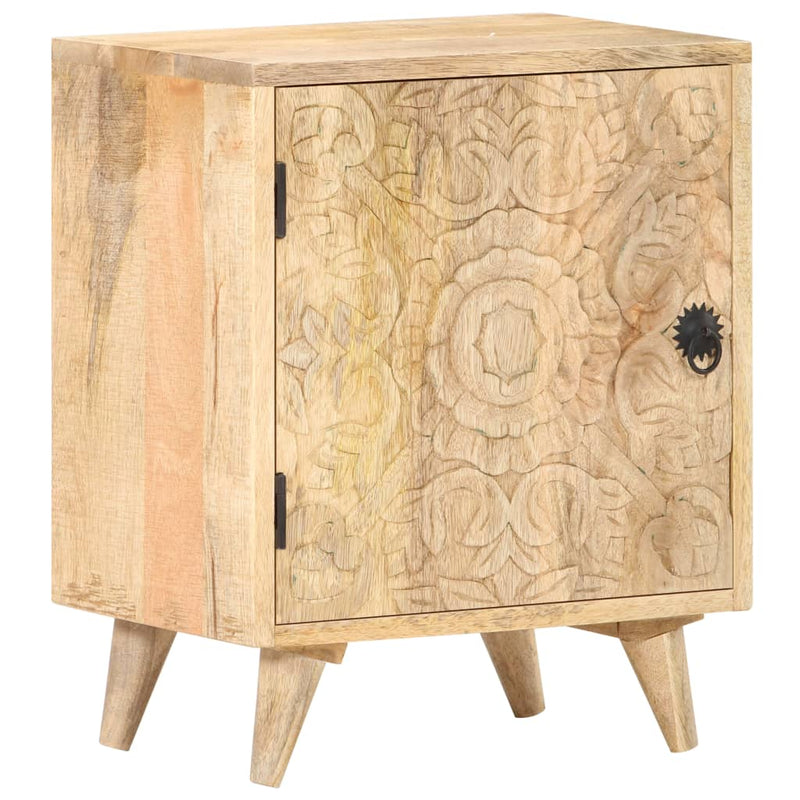 vidaXL Carved Bedside Cabinet 40x30x50 cm Solid Mango Wood