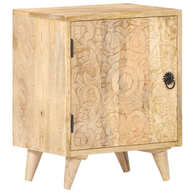 vidaXL Carved Bedside Cabinet 40x30x50 cm Solid Mango Wood